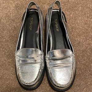 Topshop Metallic Silver Flats